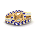 Load image into Gallery viewer, swirl-bridal-set-semi-mount-halo-sapphire-with-baguette-in-FD10355SMGSABLANGLE3-NL-YG
