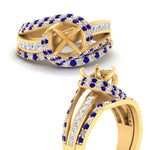Load image into Gallery viewer, swirl-bridal-set-semi-mount-halo-sapphire-with-baguette-in-FD10355SMGSABLANGLE3-NL-YG
