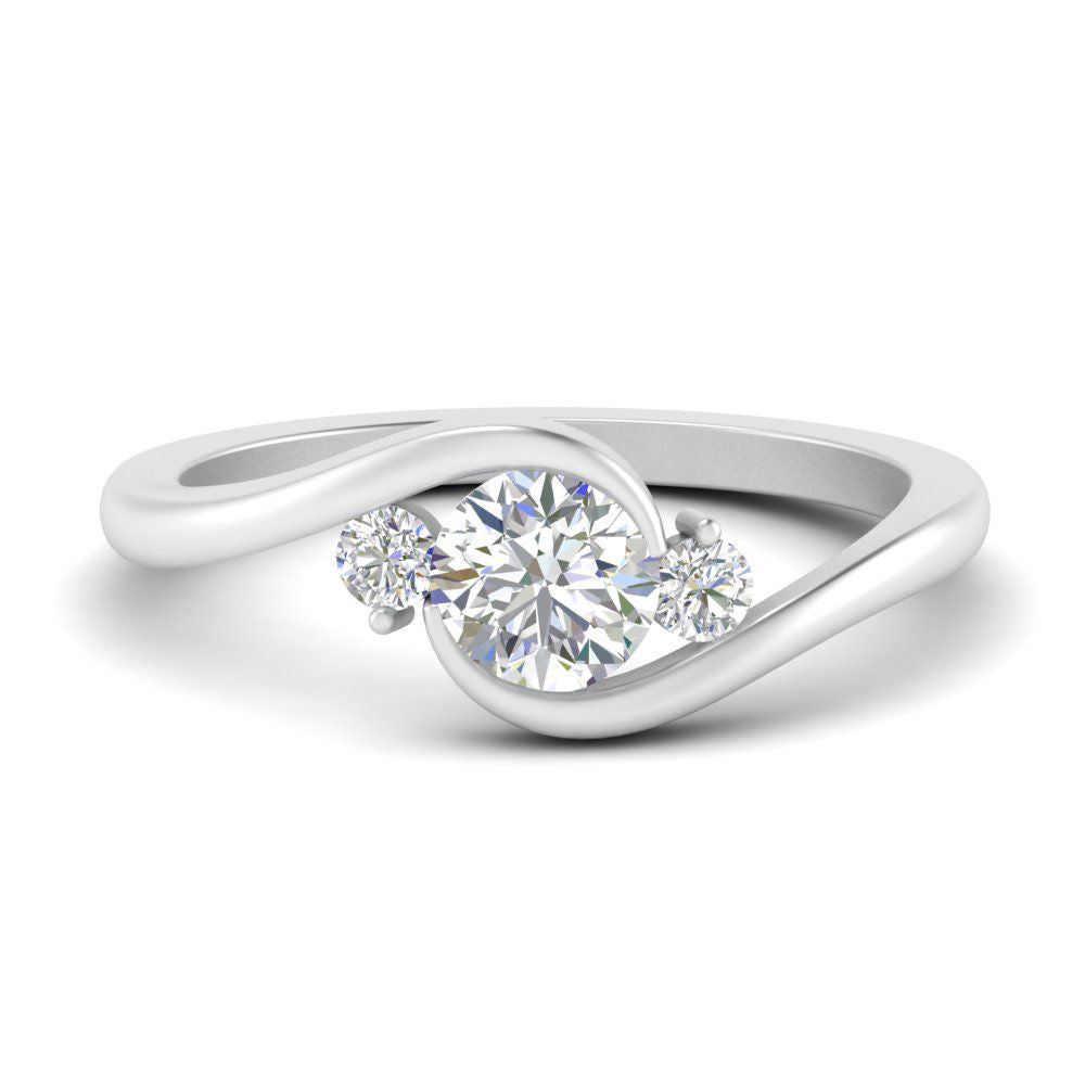 Swirl Bypass 3 Stone Ring