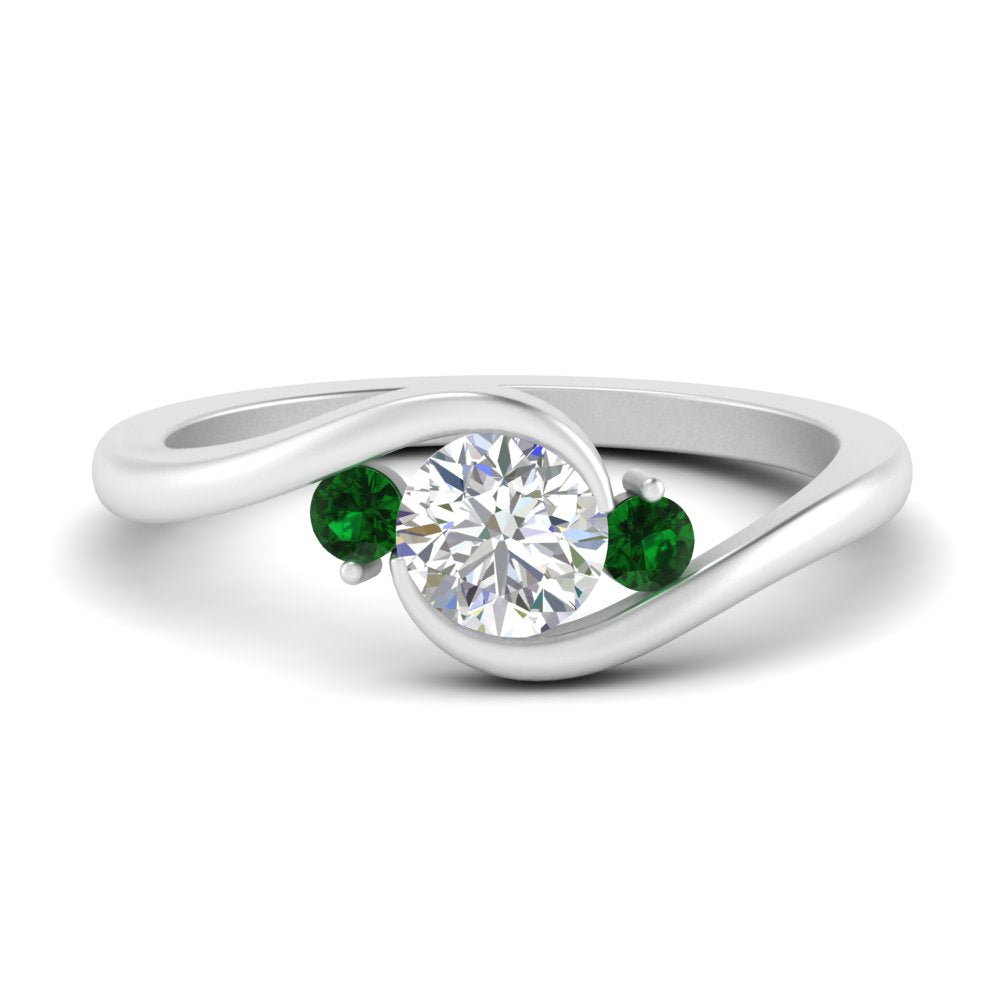 Swirl Bypass 3 Stone Ring