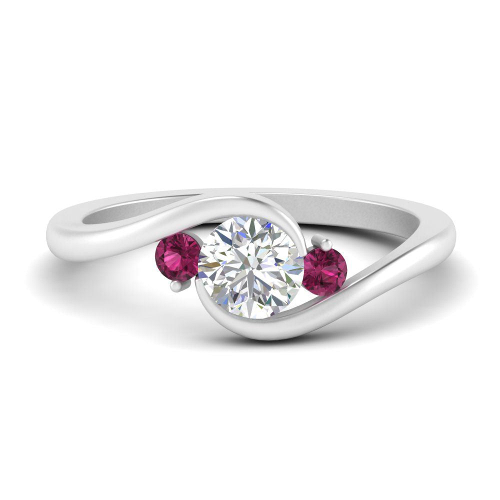 Swirl Bypass 3 Stone Ring