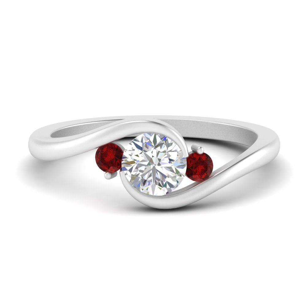 Swirl Bypass 3 Stone Ring