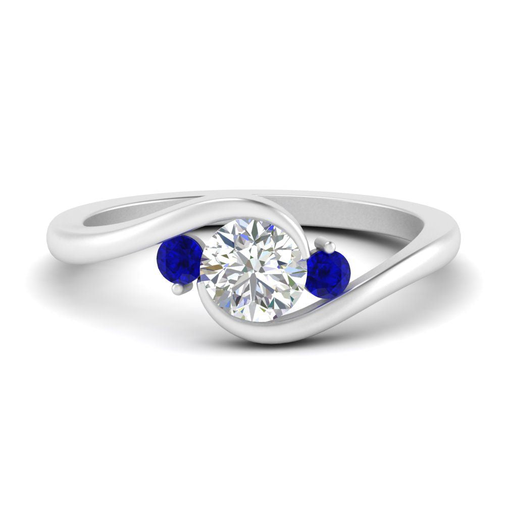 Swirl Bypass 3 Stone Ring