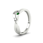 Load image into Gallery viewer, swirl-emerald-love-mens-wedding-band-in-white-gold-FDM11159GEMGRANGLE2-NL-WG
