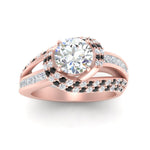 Load image into Gallery viewer, swirl-halo-black-diamond-engagement-ring-with-baguette-in-FD10355RORGBLACKANGLE3-NL-RG
