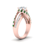 Load image into Gallery viewer, swirl-halo-diamond-and-emerald-engagement-ring-with-baguette-in-FD10355RORGEMGRANGLE3-NL-RG
