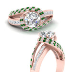 Load image into Gallery viewer, swirl-halo-diamond-and-emerald-engagement-ring-with-baguette-in-FD10355RORGEMGRANGLE3-NL-RG
