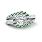 Load image into Gallery viewer, swirl-halo-diamond-and-emerald-engagement-ring-with-baguette-in-FD10355RORGEMGRANGLE3-NL-WG

