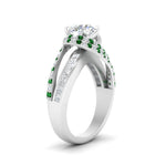 Load image into Gallery viewer, swirl-halo-diamond-and-emerald-engagement-ring-with-baguette-in-FD10355RORGEMGRANGLE3-NL-WG
