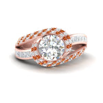 Load image into Gallery viewer, swirl-halo-diamond-and-orange-sapphire-engagement-ring-with-baguette-in-FD10355RORGSAORANGLE3-NL-RG
