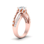 Load image into Gallery viewer, swirl-halo-diamond-and-orange-sapphire-engagement-ring-with-baguette-in-FD10355RORGSAORANGLE3-NL-RG
