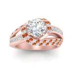 Load image into Gallery viewer, swirl-halo-diamond-and-orange-sapphire-engagement-ring-with-baguette-in-FD10355RORGSAORANGLE3-NL-RG
