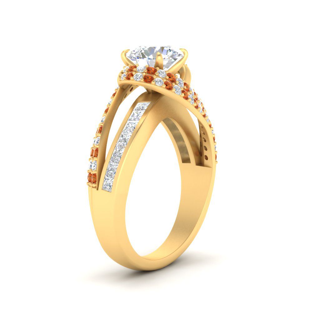 swirl-halo-diamond-and-orange-sapphire-engagement-ring-with-baguette-in-FD10355RORGSAORANGLE3-NL-YG