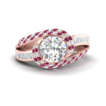 Load image into Gallery viewer, swirl-halo-diamond-and-pink-sapphire-engagement-ring-with-baguette-in-FD10355RORGSADRPIANGLE3-NL-RG
