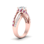 Load image into Gallery viewer, swirl-halo-diamond-and-pink-sapphire-engagement-ring-with-baguette-in-FD10355RORGSADRPIANGLE3-NL-RG
