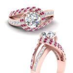 Load image into Gallery viewer, swirl-halo-diamond-and-pink-sapphire-engagement-ring-with-baguette-in-FD10355RORGSADRPIANGLE3-NL-RG
