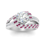 Load image into Gallery viewer, swirl-halo-diamond-and-pink-sapphire-engagement-ring-with-baguette-in-FD10355RORGSADRPIANGLE3-NL-WG
