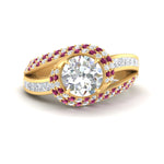 Load image into Gallery viewer, swirl-halo-diamond-and-pink-sapphire-engagement-ring-with-baguette-in-FD10355RORGSADRPIANGLE3-NL-YG
