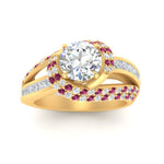 Load image into Gallery viewer, swirl-halo-diamond-and-pink-sapphire-engagement-ring-with-baguette-in-FD10355RORGSADRPIANGLE3-NL-YG
