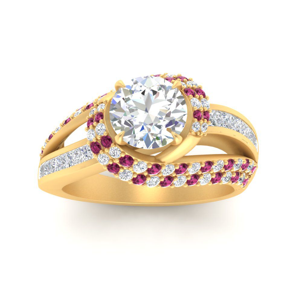 swirl-halo-diamond-and-pink-sapphire-engagement-ring-with-baguette-in-FD10355RORGSADRPIANGLE3-NL-YG