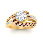 Load image into Gallery viewer, swirl-halo-diamond-and-ruby-engagement-ring-with-baguette-in-FD10355RORGRUDRANGLE3-NL-YG
