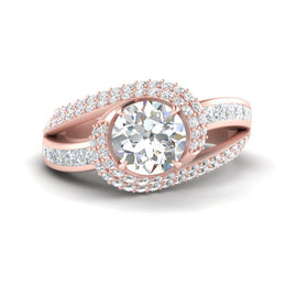 Swirl Halo Big Engagement Ring