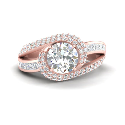 Swirl Halo Big Diamond Engagement Ring