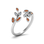 Load image into Gallery viewer, swirl-leaf-promise-diamond-ring-with-orange-sapphire-in-14K-white-gold-FD8342GSAOR-NL-WG
