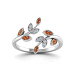 Load image into Gallery viewer, swirl-leaf-promise-diamond-ring-with-orange-sapphire-in-14K-white-gold-FD8342GSAOR-NL-WG
