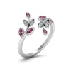 Load image into Gallery viewer, swirl-leaf-promise-diamond-ring-with-pink-sapphire-in-14K-white-gold-FD8342GSADRPI-NL-WG