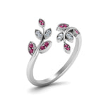 Load image into Gallery viewer, swirl-leaf-promise-diamond-ring-with-pink-sapphire-in-14K-white-gold-FD8342GSADRPI-NL-WG
