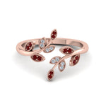 Load image into Gallery viewer, swirl-leaf-promise-diamond-ring-with-ruby-in-14K-rose-gold-FD8342GRUDR-NL-RG
