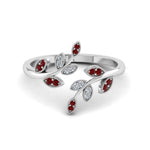 Load image into Gallery viewer, swirl-leaf-promise-diamond-ring-with-ruby-in-14K-white-gold-FD8342GRUDR-NL-WG
