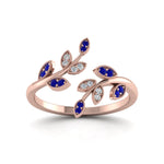 Load image into Gallery viewer, swirl-leaf-promise-diamond-ring-with-sapphire-in-rose-gold-FD8342GSABL-NL-RG
