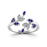 Load image into Gallery viewer, swirl-leaf-promise-diamond-ring-with-sapphire-in-14K-white-gold-FD8342GSABL-NL-WG
