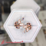 Load image into Gallery viewer, swirl-leaf-promise-diamond-ring-with-sapphire-in-rose-gold-FD8342GSABL-NL-RG
