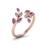 Load image into Gallery viewer, swirl-leaf-promise-diamond-ring-with-violac-topaz-in-14K-rose-gold-FD8342GVITO-NL-RG

