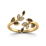 Load image into Gallery viewer, swirl-leaf-promise-ring-with-black-diamond-in-14K-yellow-gold-FD8342GBLACK-NL-YG
