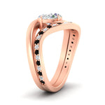 Load image into Gallery viewer, swirl-oval-east-west-black-diamond-wedding-ring-set-in-rose-gold-fd11522gblack-nl-rg
