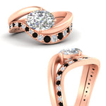 Load image into Gallery viewer, swirl-oval-east-west-black-diamond-wedding-ring-set-in-rose-gold-fd11522gblack-nl-rg

