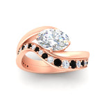 Load image into Gallery viewer, swirl-oval-east-west-black-diamond-wedding-ring-set-in-rose-gold-fd11522gblack-nl-rg
