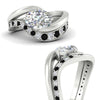 Load image into Gallery viewer, swirl-oval-east-west-black-diamond-wedding-ring-set-in-white-gold-fd11522gblack-nl-wg