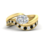 Load image into Gallery viewer, swirl-oval-east-west-black-diamond-wedding-ring-set-in-yellow-gold-fd11522gblack-nl-yg

