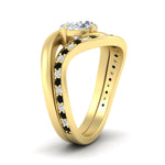 Load image into Gallery viewer, swirl-oval-east-west-black-diamond-wedding-ring-set-in-yellow-gold-fd11522gblack-nl-yg
