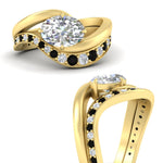 Load image into Gallery viewer, swirl-oval-east-west-black-diamond-wedding-ring-set-in-yellow-gold-fd11522gblack-nl-yg
