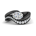 Thumbnail 17 - swirl-oval-east-west-diamond-wedding-ring-set-in-black-gold-fd11522-nl-bg