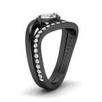 Load image into Gallery viewer, swirl-oval-east-west-diamond-wedding-ring-set-in-black-gold-fd11522-nl-bg
