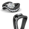 Thumbnail 18 - swirl-oval-east-west-diamond-wedding-ring-set-in-black-gold-fd11522-nl-bg