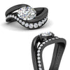 Load image into Gallery viewer, swirl-oval-east-west-diamond-wedding-ring-set-in-black-gold-fd11522-nl-bg