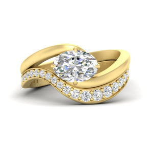 Lab Grown Oval East West Bridal Swirl Ring Set
